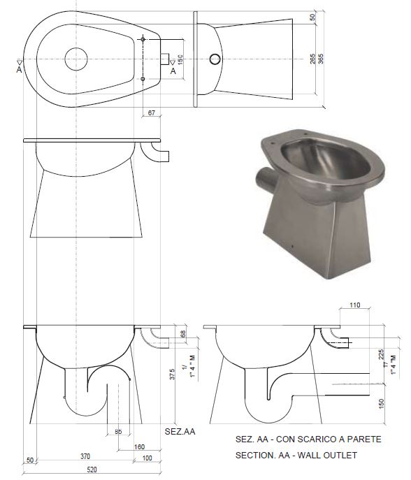 Lx3000 Stainless Steel Toilet Fairing Floor Drain 520x365x375 Mm