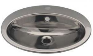 LX1250 Lavabo ovale avec trou pour le robinet en acier inoxydable 530x450x160 mm -LUCIDO-