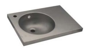 LX1570 Washbasin with stainless steel top 600X350X125 mm - SATIN -