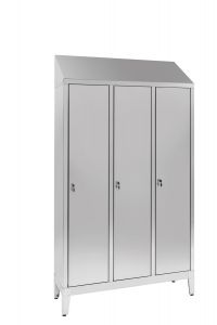 IN-S50.694.00 Locker room in stainless steel Aisi 304 3-seater with internal partition Cm. 120X50X215H