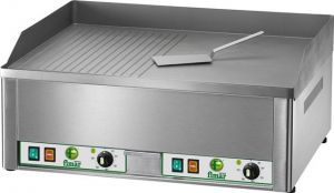FRY2LRC Electric Fry top double smooth/ribbed chromed steel surface 6000W three-phase