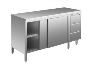 EU04101-15 Table armoire ECO cm 150x70x85h plateau lisse - portes coulissantes - tiroir 3c à droite