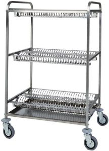 CA1399 Stainless steel dish drying rack trolley 3 shelves