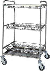 CA1400 S.steel dish glass drying rack trolley 2 shelves for dish 1 shelve glass draining