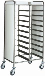 CA1460P Stainless steel tray holder for 20 trays Side panels in white perfex 