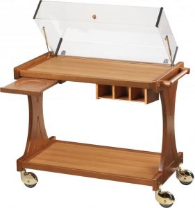 CL 2350 Wooden trolley de service for cakes cheese with dome 86x55x95h 