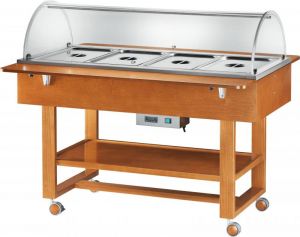 ELC2832 Bain-marie warmed display case with wheels dome (+30°+90°C) 4x1/1GN 