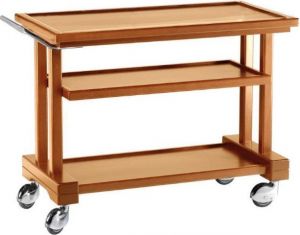 LP850 Walnut stained solid wood service trolley 3 shelves 81x55x82h