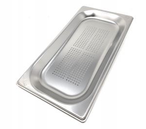 GN Stackable & Dishwasher-Safe Gastronorm Size 1/3 Stainless Steel Cutlery Holder/Container with 2 Hooks for Hanging on a Serving or Transport Trolley 32.5 x 17.5 x 15 cm SUN