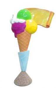 EG011A Crème glacée avec parchemin - Cône publicitaire 3D pour glacier, hauteur 150 cm