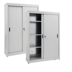 IN-Z.690.12.60 Storage Cabinet with Sliding Doors plasticized zinc 120x60x180 H
