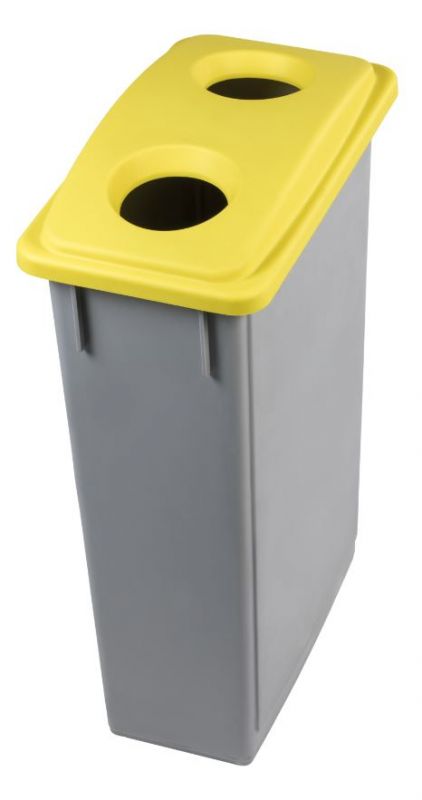  Cubo de basura con tapa, cubo de basura rectangular de plástico  con doble compartimento, contenedor de reciclaje para cocina, baño,  papelera de reciclaje (color único, tamaño: 15 : Industrial y Científico