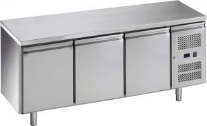 G-GN3100BT-FC Table réfrigérée ventilée en acier inoxydable AISI201, 3 portes,  -18 -22C ° 