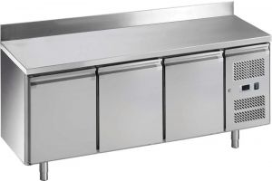 G-GN3200BT-FC Ventilated refrigerated table with upstand, Aisi201 stainless steel frame 