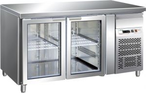G-GN2100TNG - Ventilated Refrigerated Table GN1 / 1 Temp + 2 / + 8 ° C Glass Door 