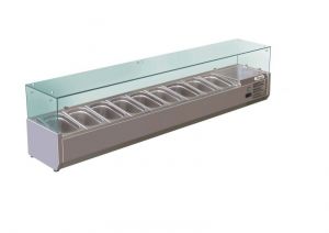 G-RI18033V - Refrigerated Superstructure for Pizzeria with Glasses - 180 cm - Forcar 