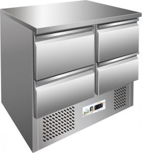G-S901-4D - Saladette refrigerated table, AISI304 stainless steel structure, four drawers