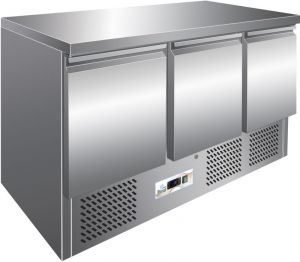 G-S903TOP - Mesa refrigerada refrigerada. Encimera de acero inoxidable. 3 puertas