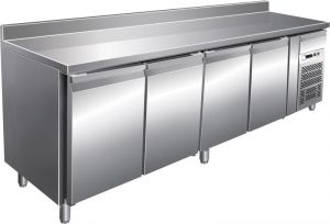 G-SNACK4200TN - Ventilated stainless steel refrigerated table - 4 doors with upstand 