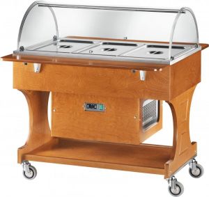 CLR2788NBT  Wooden refrigerated trolley (-5°+5°C) 3x1/1GN plx cover