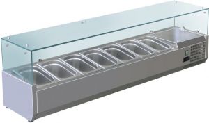 VRX1500-330-FC AISI 201 stainless steel refrigerated display case for basins