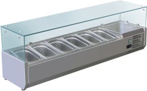 VRX1500-380-FC AISI 201 stainless steel refrigerated display case for basins